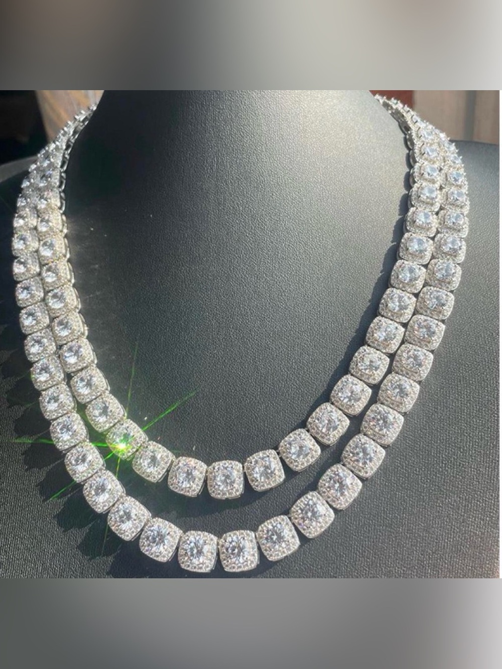 Iced-Out Cushion-Cut Tennis Necklace 20inch